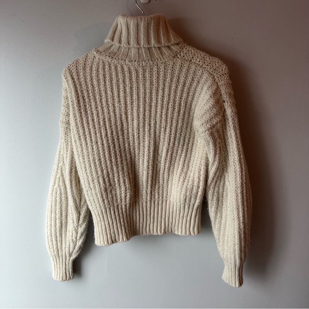Cozy Cream Cable Knit Turtleneck Sweater Twik by Simons - Picture 2 of 6
